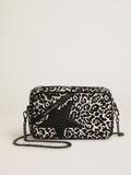 Borsa Mini Star Bag in cavallino leopardato color bianco e nero con stella in pelle nera