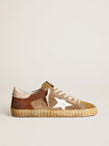 Sneaker Super-Star uomo in suede color tabacco e marrone con stella in pelle bianca