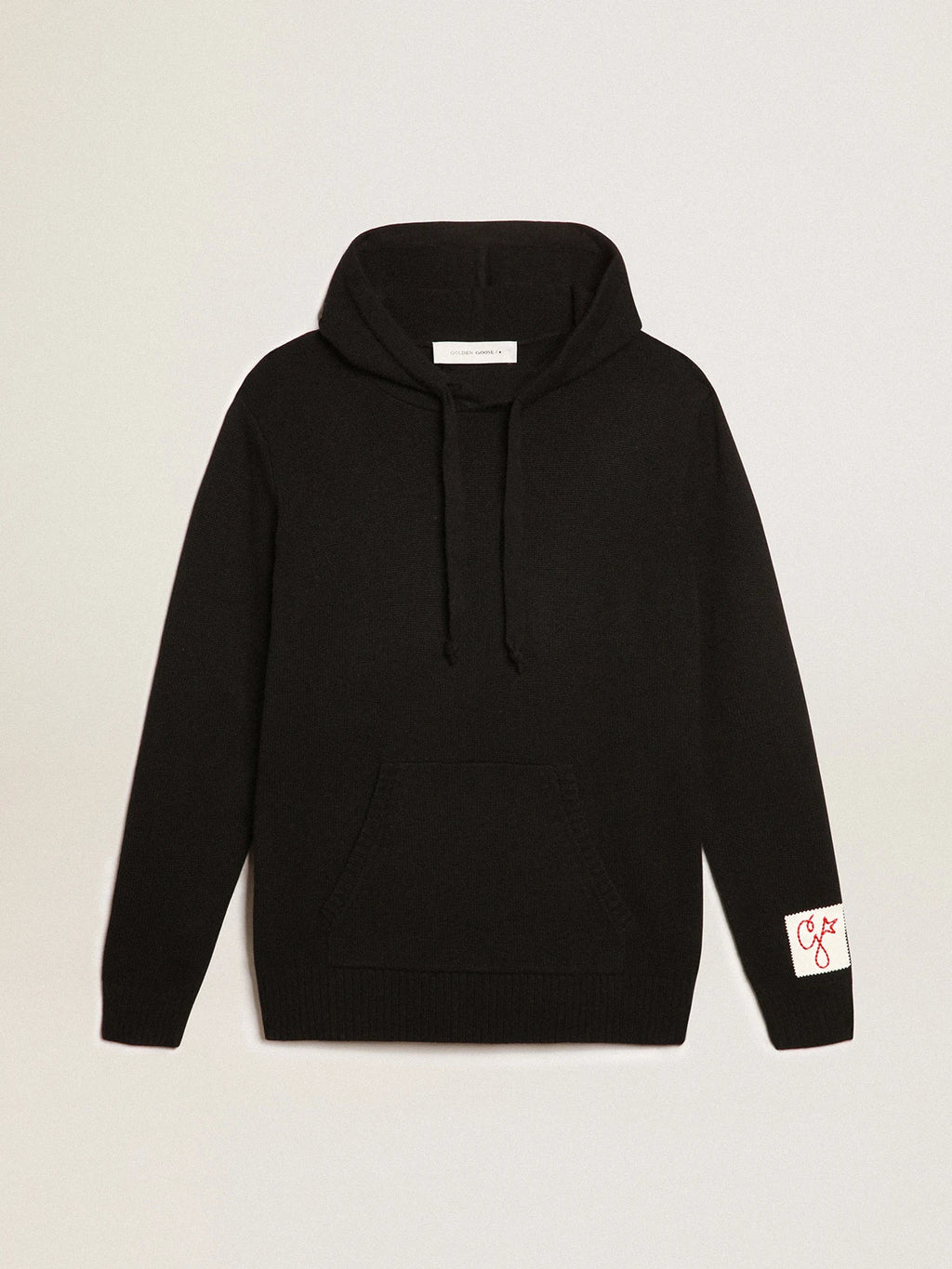 Felpa uomo misto cashmere color nero e cappuccio