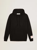 Felpa uomo misto cashmere color nero e cappuccio