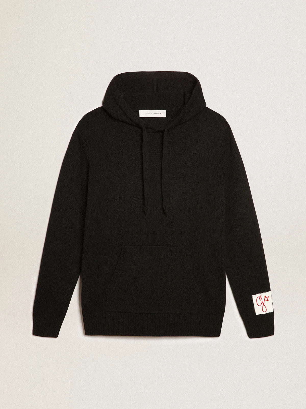 Felpa uomo misto cashmere color nero e cappuccio