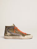 Slide Penstar in canvas verde militare con stella ghiaccio