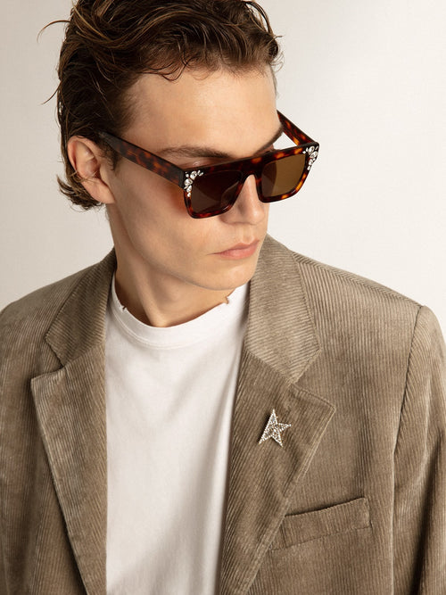Blazer monopetto boxy in cotone color beige chiaro