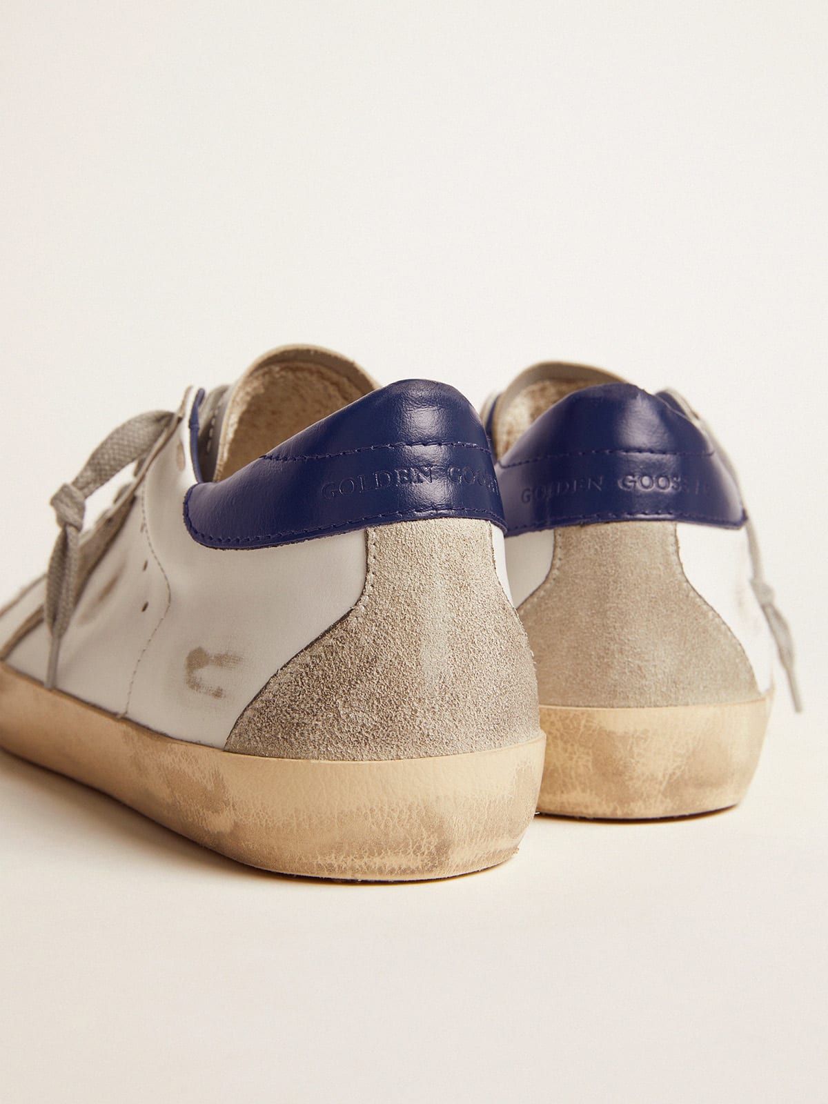 Sneakers Super-Star donna stella in suede talloncino blu