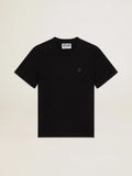 T-shirt nera Collezione Star con stella ton sur ton sul davanti