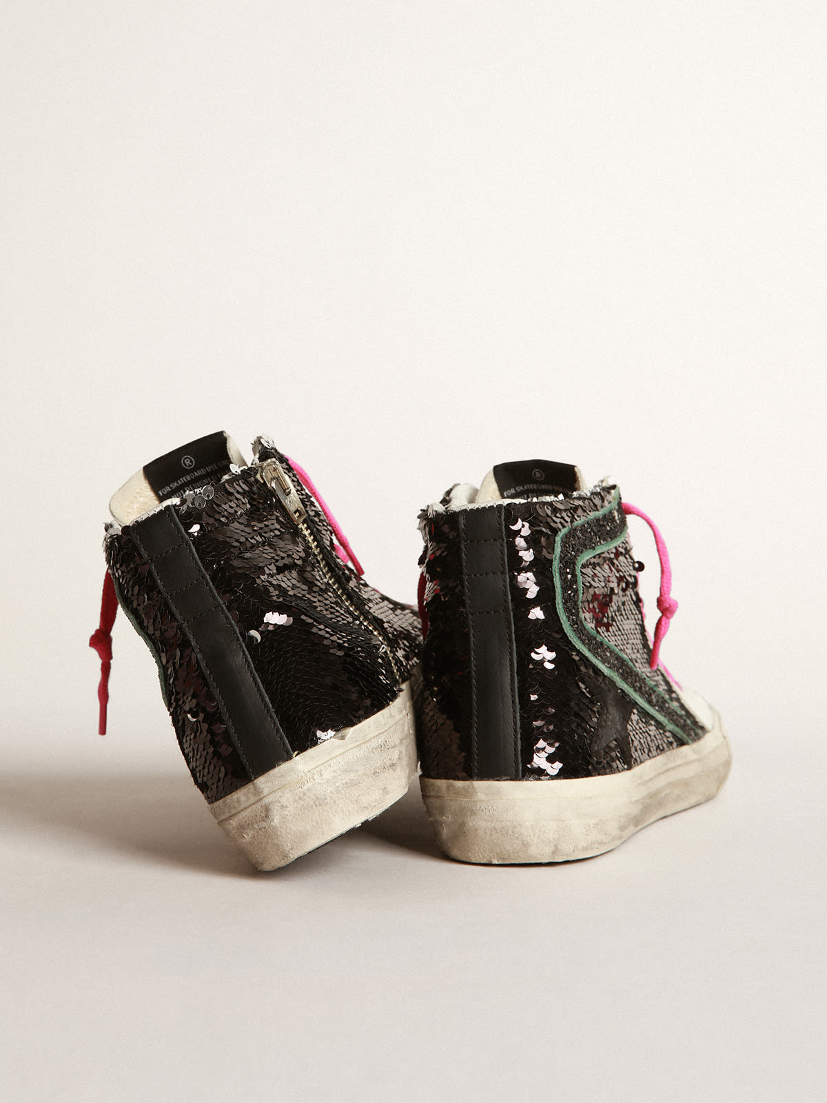 Sneakers Slide con paillettes nere