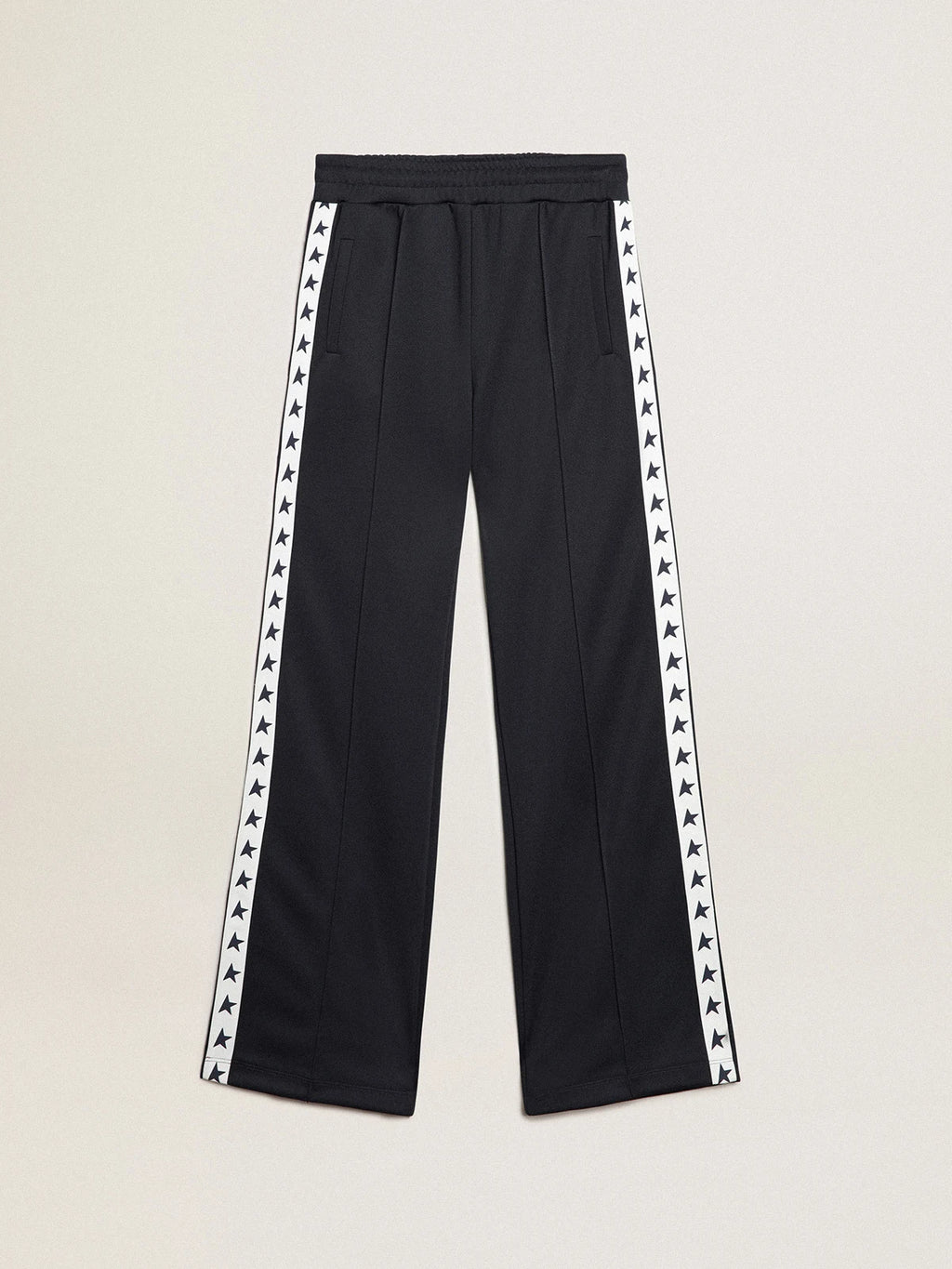 Pantalone jogging blu scuro con nastro bianco e stelle a contrasto