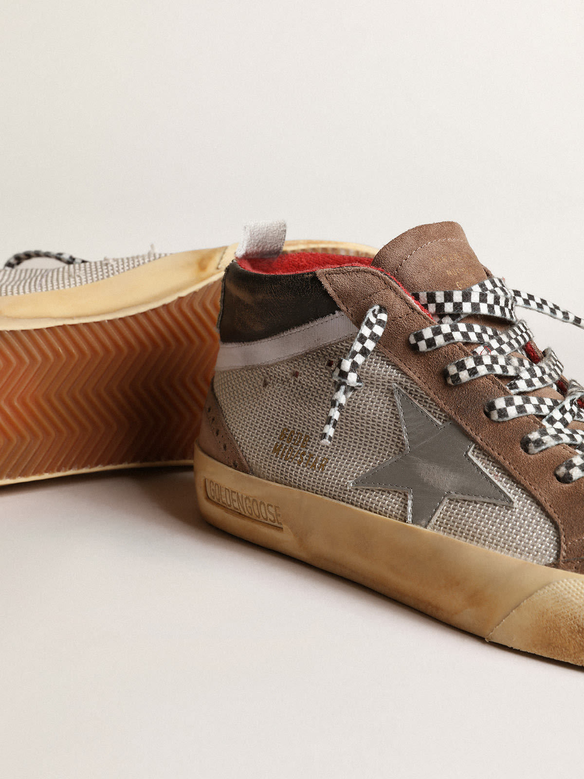 Mid Star in rete e suede con stella in pelle argento