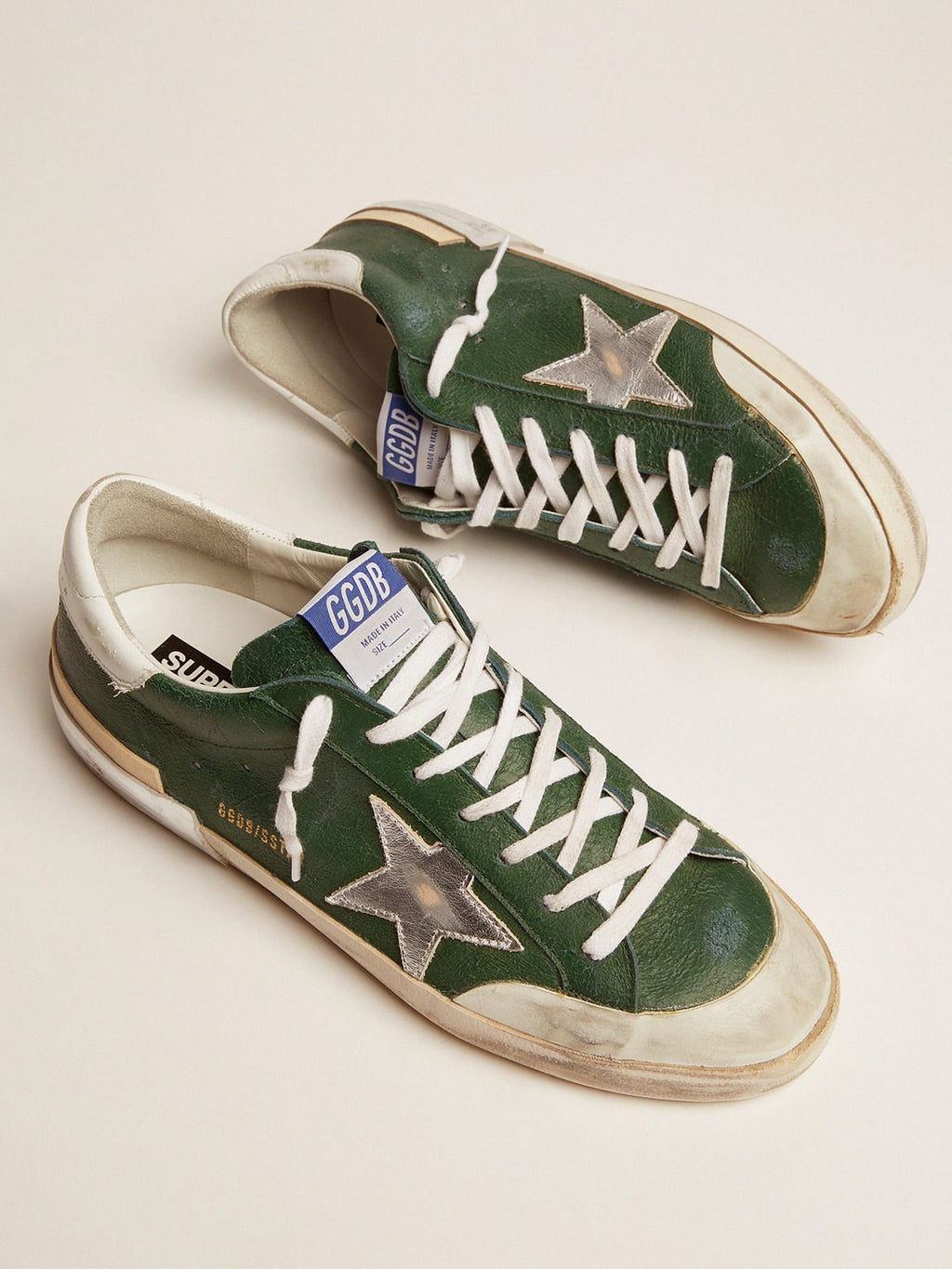 Sneaker Super-Star in pelle verde e multifoxing