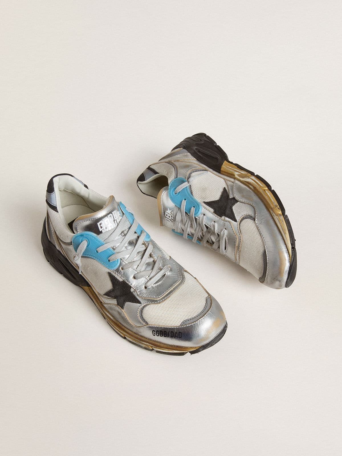 Men's Dad-Star in mesh and silver foiled leather with black leather star