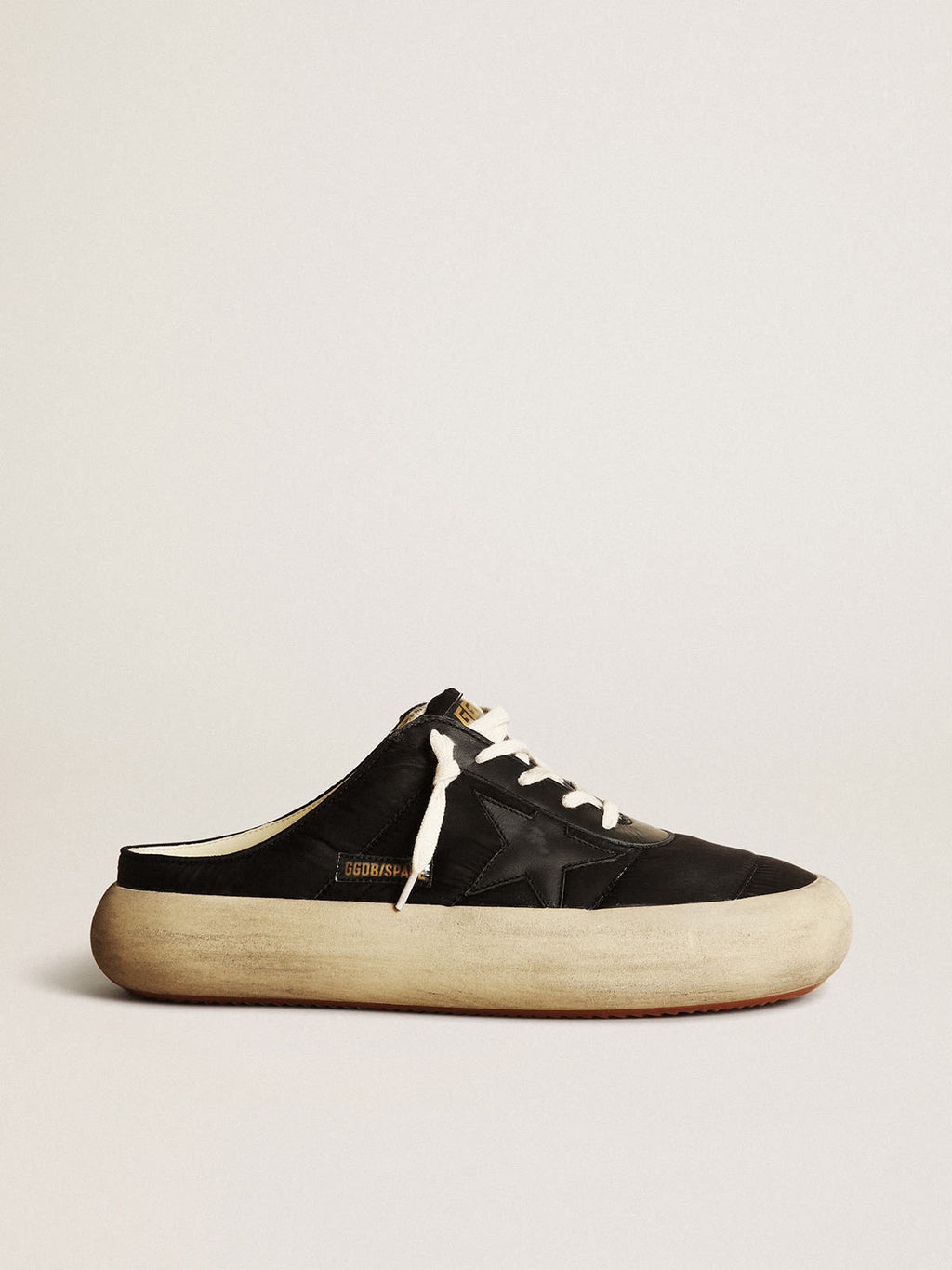 Space-Star Sabot Uomo in nylon nero con stella in pelle nera