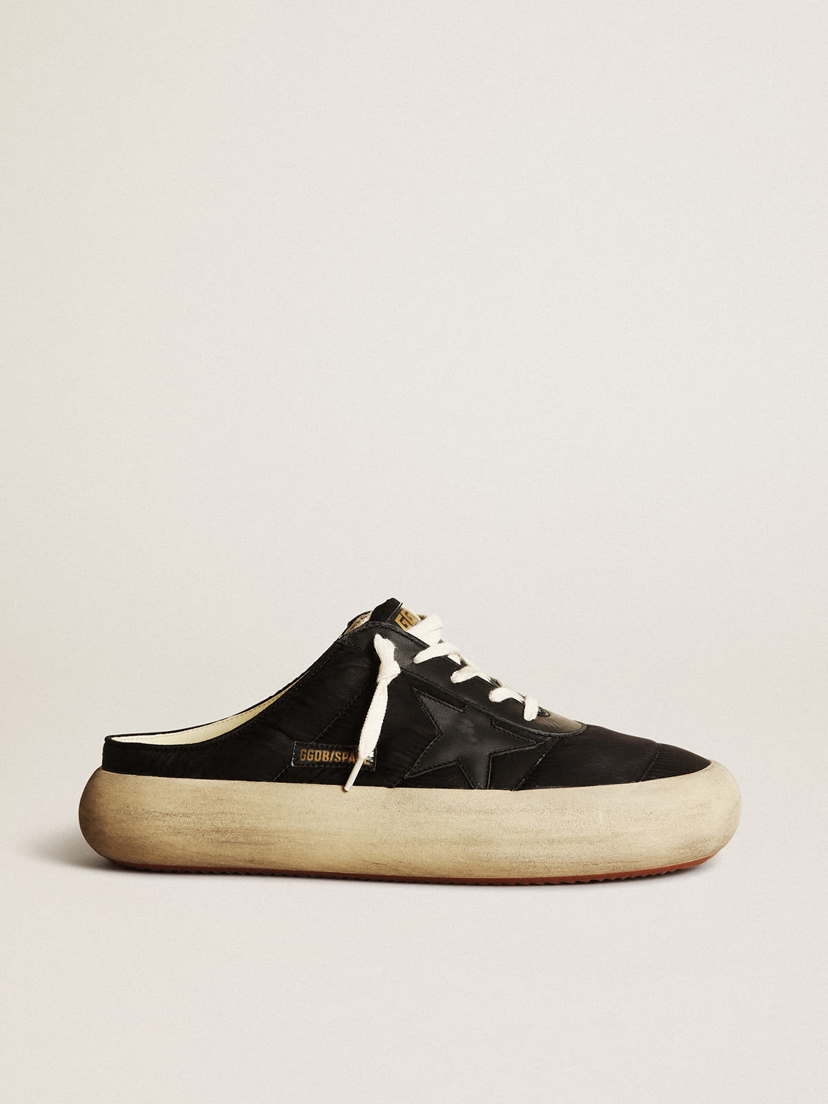 Space-Star Sabot Uomo in nylon nero con stella in pelle nera