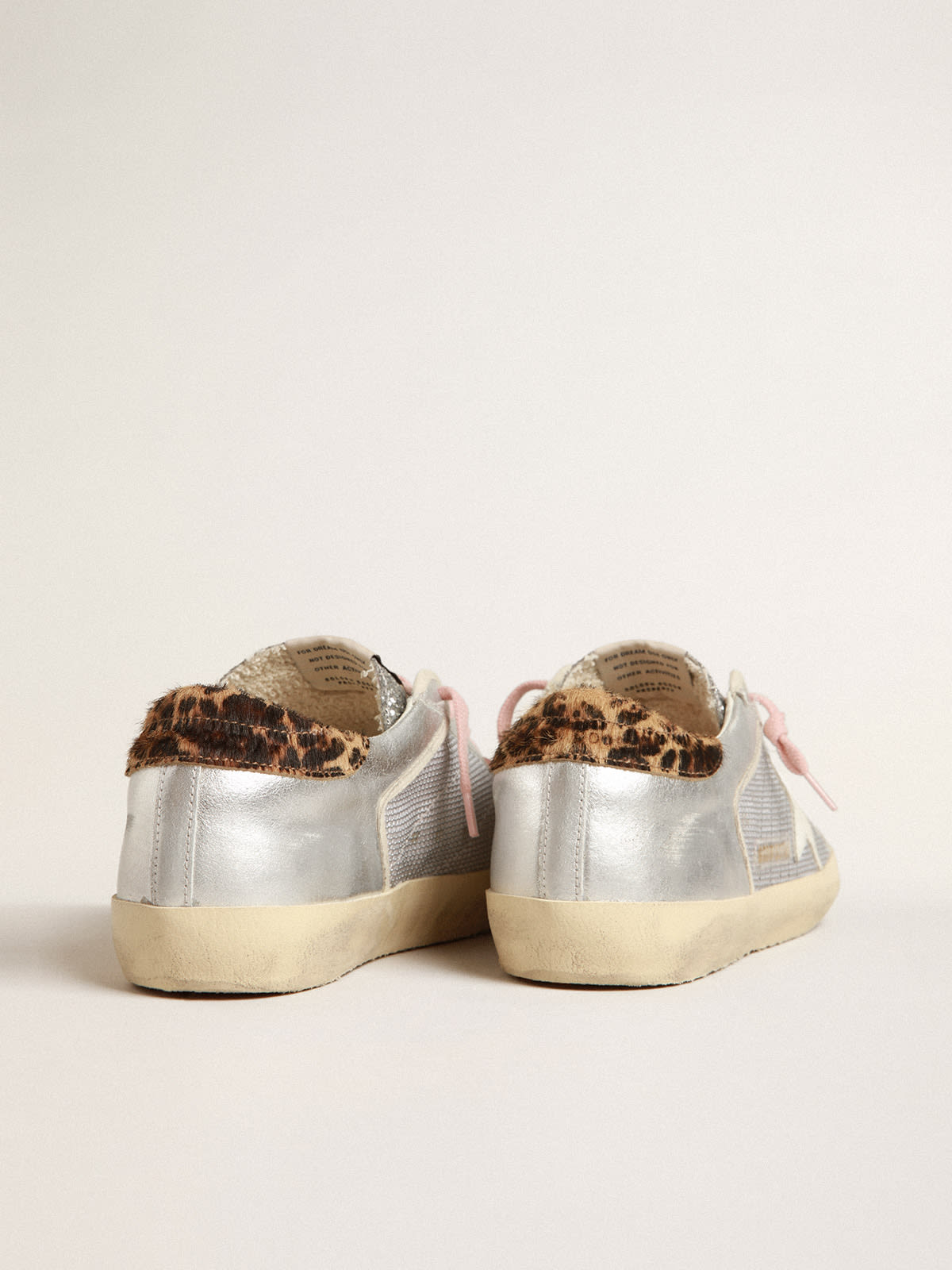 Super-Star LTD in rete e suede con linguetta in glitter argento