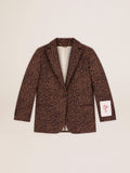 Blazer monopetto Tom Boy Collezione Golden in lana con motivo animalier jacquard
