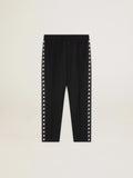 Pantalone jogging da uomo di colore nero con stelle bianche sui lati