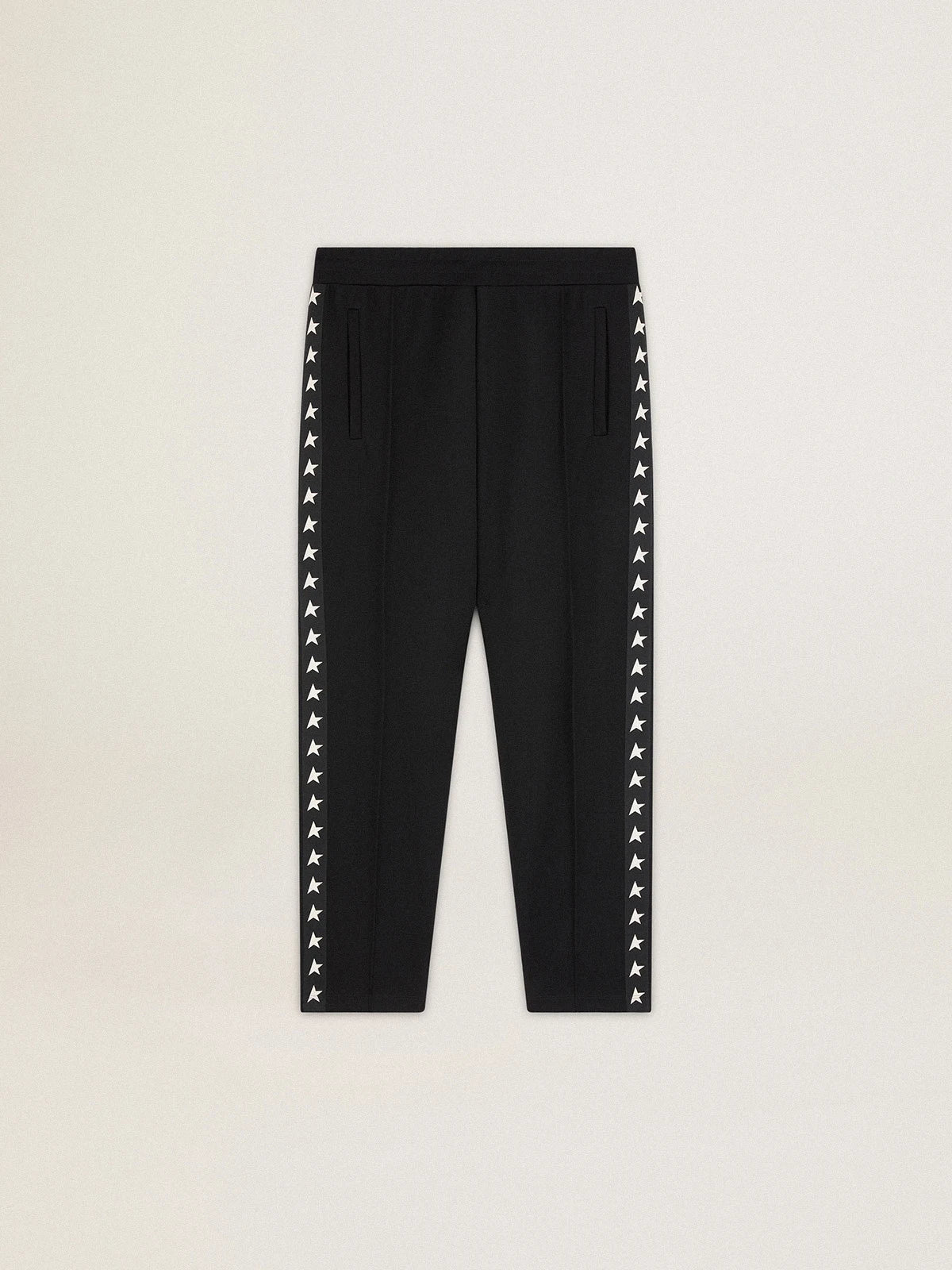 Pantalone jogging da uomo di colore nero con stelle bianche sui lati