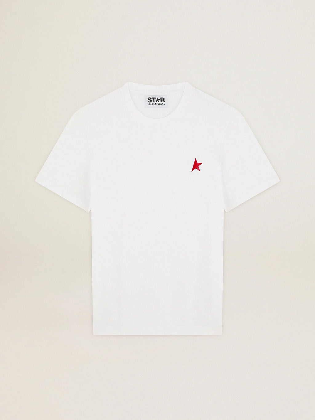 T-shirt bianca Collezione Star con stella rossa a contrasto sul davanti