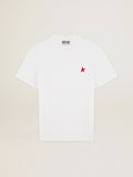 T-shirt bianca Collezione Star con stella rossa a contrasto sul davanti