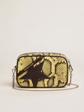 Borsa Mini Star Bag in pelle con stampa pitonata color lime e stella in pelle nera