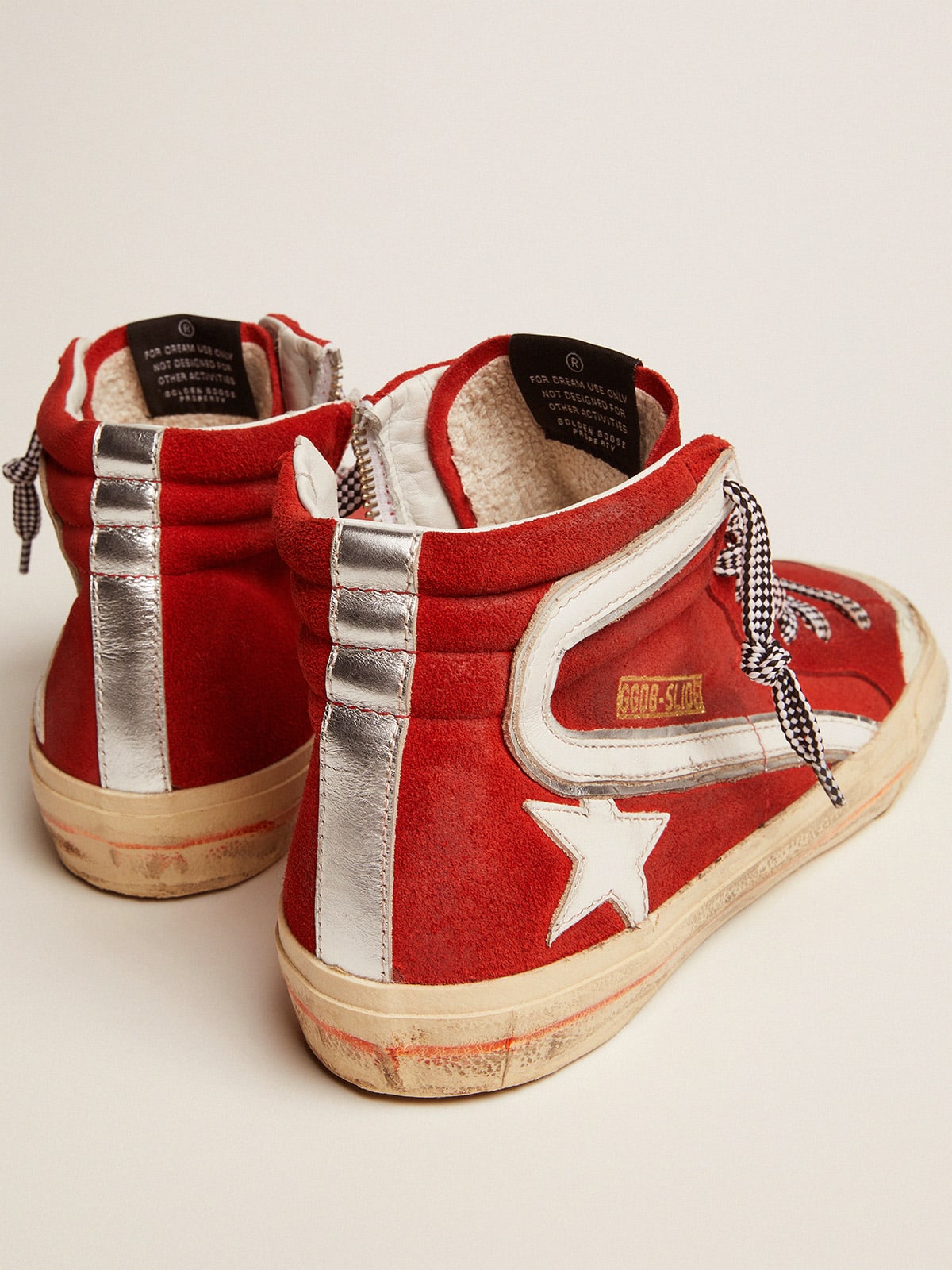 Sneaker Slide Penstar in suede rosso e dettagli bianchi