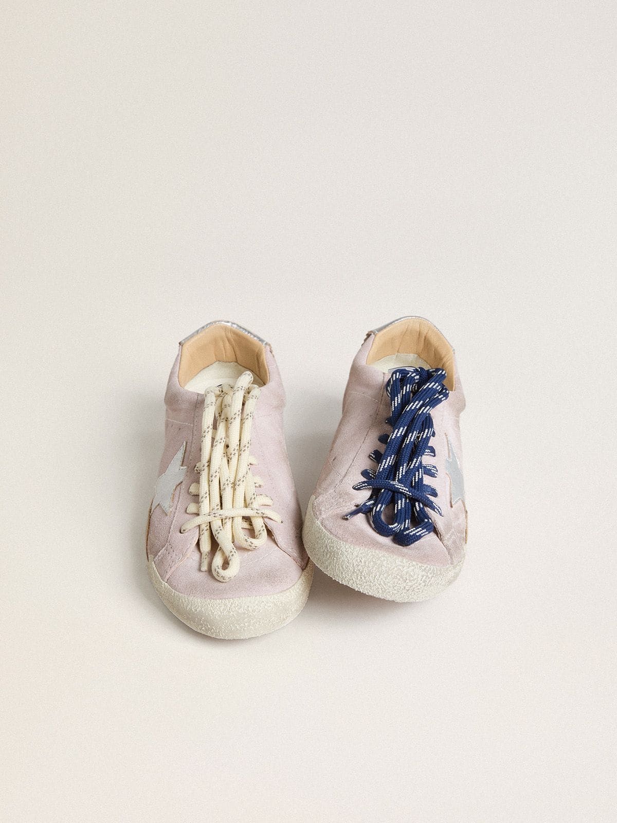 Women's True-Star in pastel pink suede with silver star and heel tab