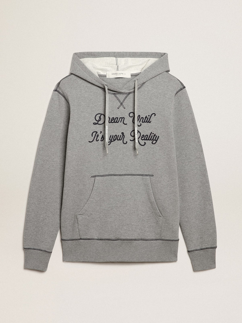 Felpa in cotone color grigio melange con cappuccio