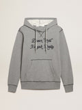 Felpa in cotone color grigio melange con cappuccio