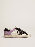 Sneaker Super-Star in cavallino bianco e lilla con inserti in cavallino nero