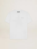 T-shirt bianca Collezione Star con logo e stella in glitter argento