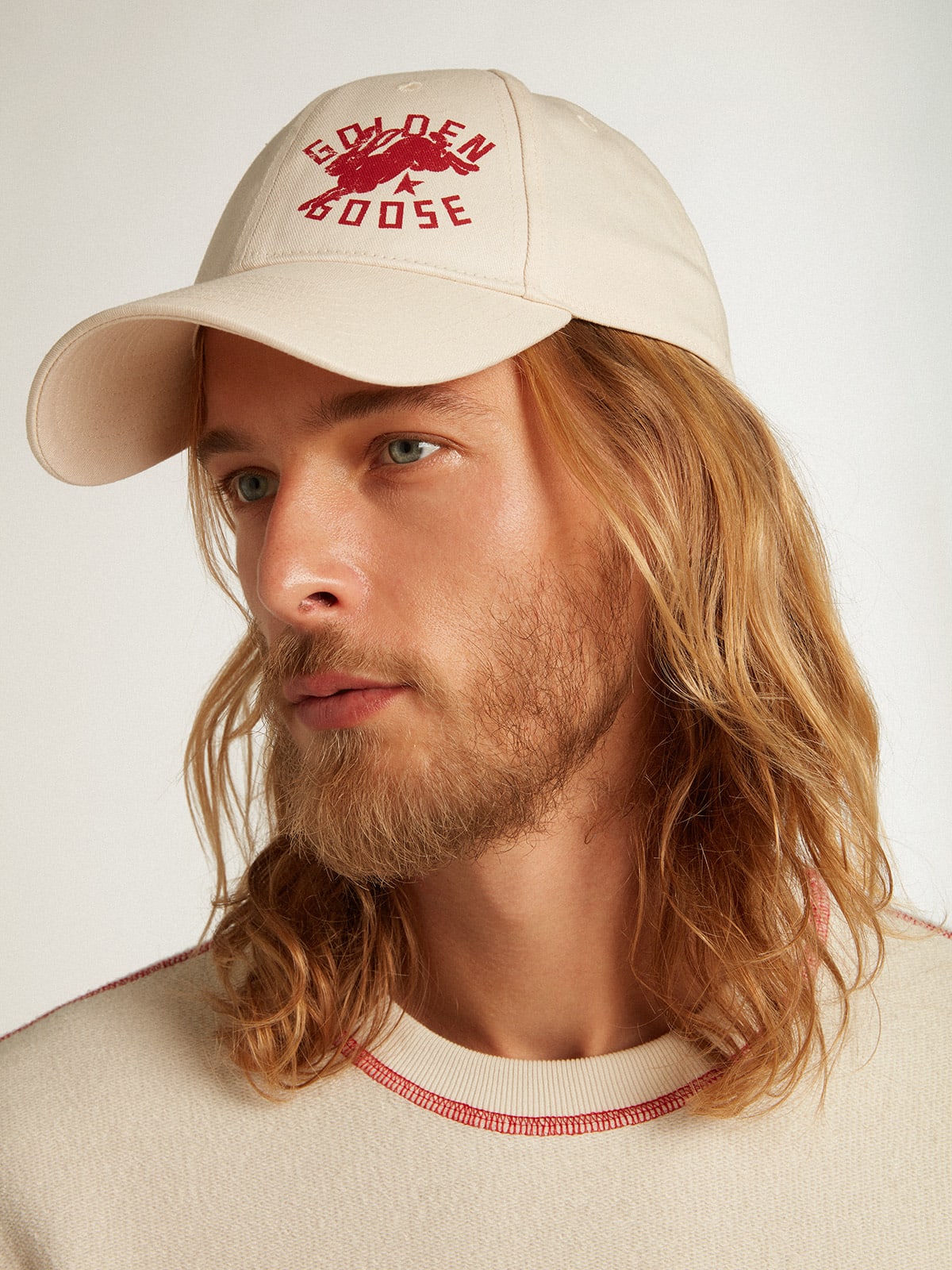 Cappellino da baseball di colore bianco heritage con logo CNY