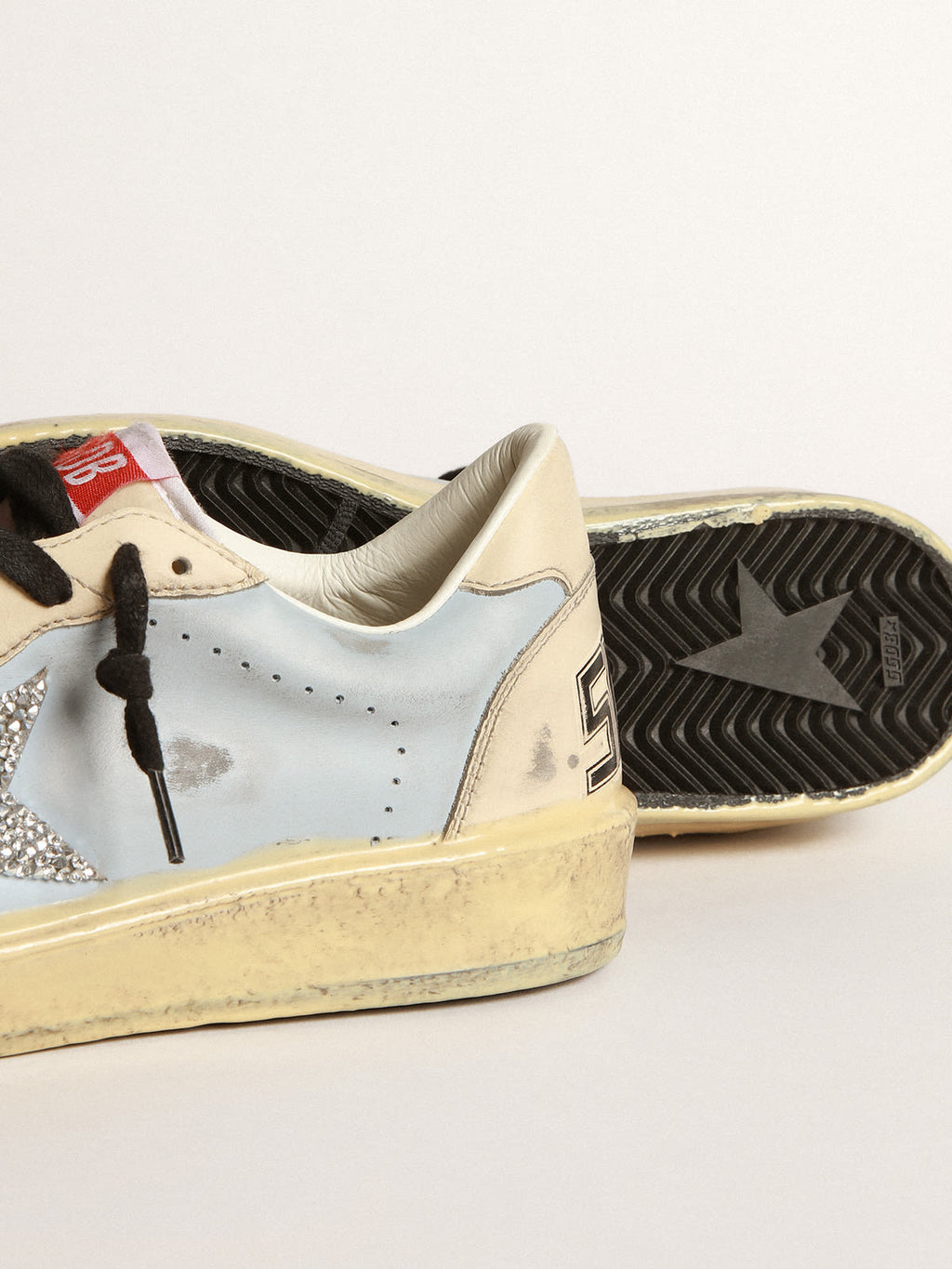 Ball Star LAB uomo in pelle azzurra fumé con stella in Swarovski