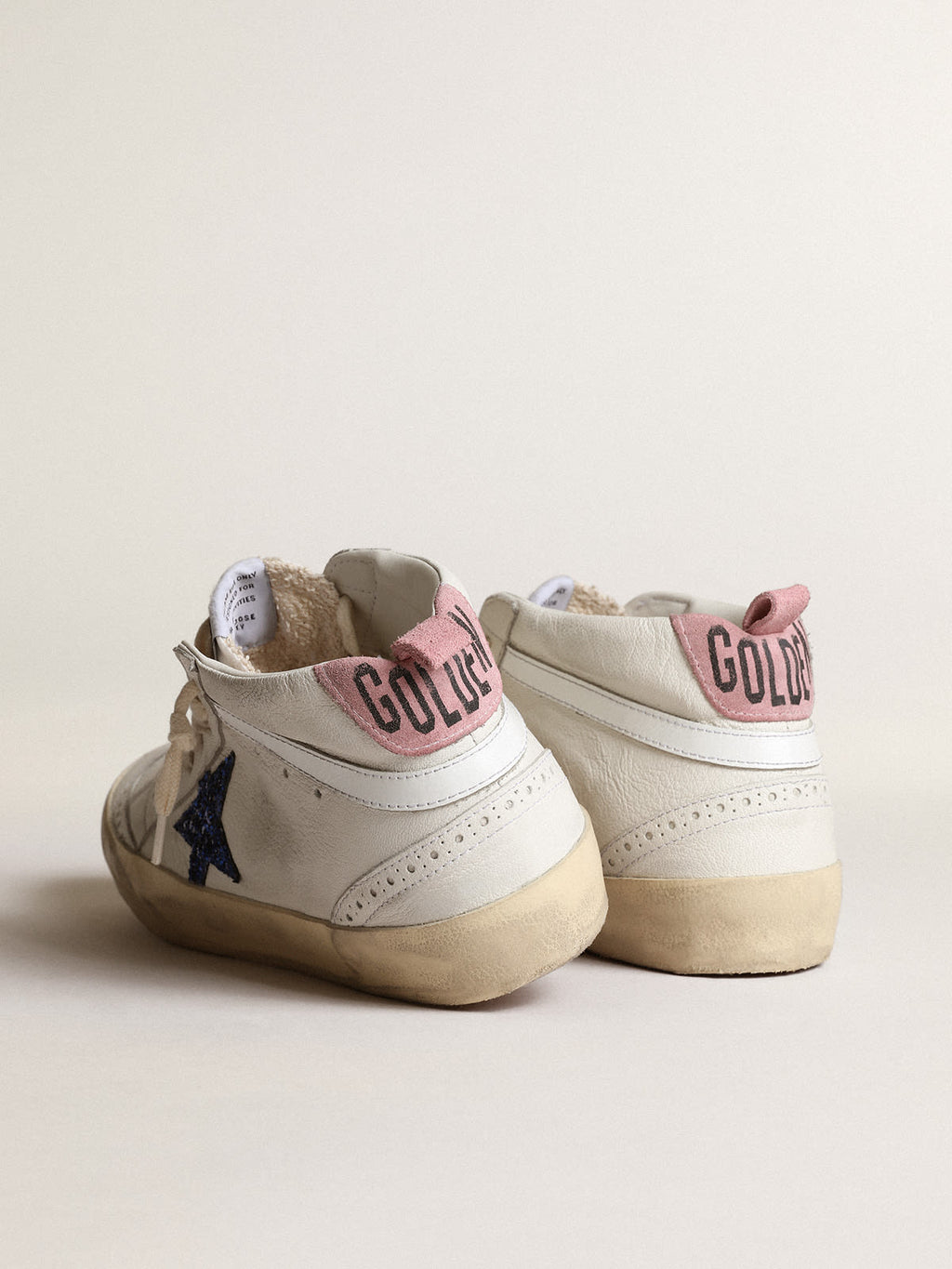 Mid Star con stella in glitter blu e talloncino in suede rosa