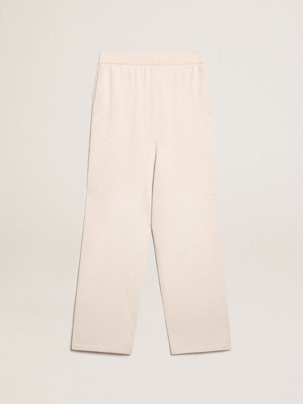Pantalone jogging donna misto cashmere di colore bianco naturale