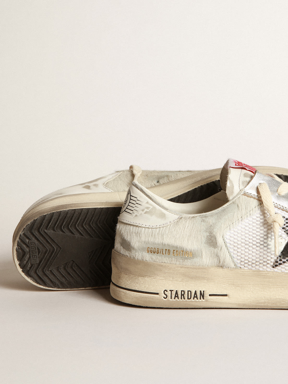 Sneaker Stardan LAB in cavallino e pelle bianchi con stella in suede nero