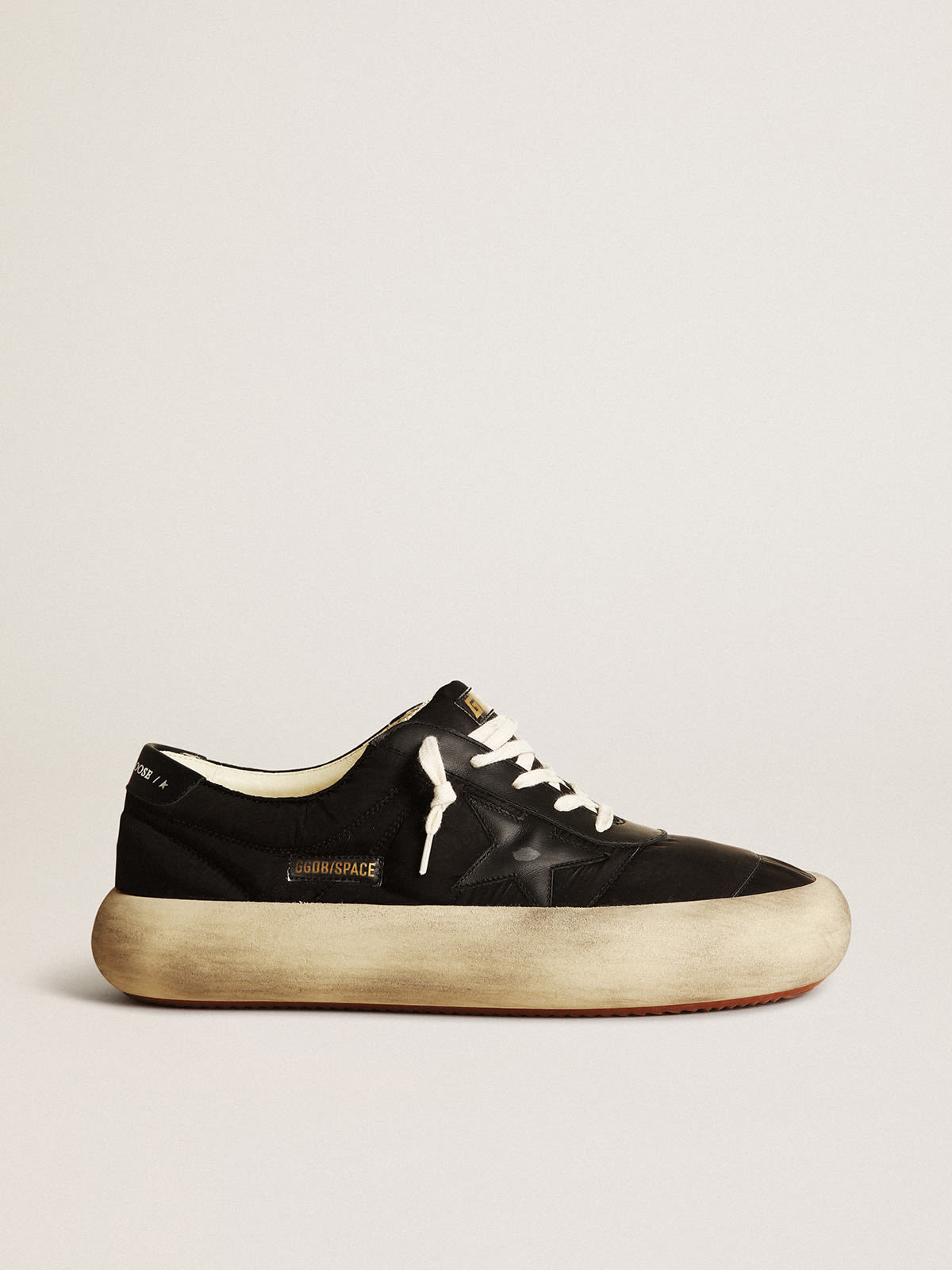 Space-Star Uomo in nylon con stella e talloncino in pelle nera
